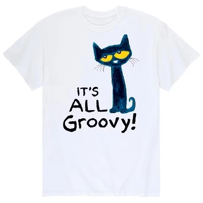 Мужская футболка с коротким рукавом и рисунком кота Пита - It's All Groovy, белая