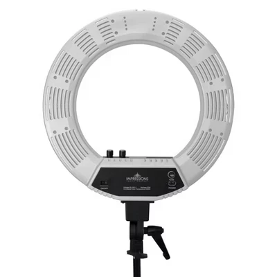 18-дюймовый студийный кольцевой светильник DuoTone LED с регулируемой подставкой, регулируемым освещением, креплением для телефона, чехлом для переноски, комплектом Creator Lighting Kit серебристого цвета