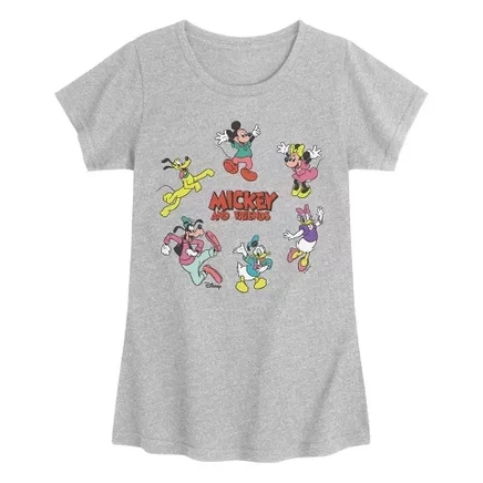 Приталенная футболка с коротким рукавом и рисунком Mickey Friends Circle heather grey