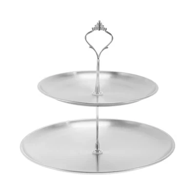 Подставка Unique Bargains для кексов, 2-ярусная, нерж., серебристая