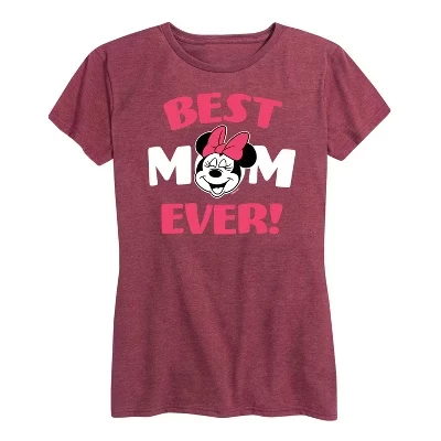 Женская футболка с коротким рукавом Minnie Mouse Best Mom Ever с графическим рисунком heather burgundy