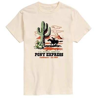 Мужская футболка Pony Express Desert Trailblazers с коротким рукавом и графическим принтом кремового цвета.