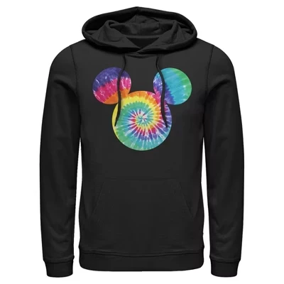 Мужская толстовка с капюшоном Mickey & Friends Rainbow Tie-Dye с логотипом Микки Мауса, черная