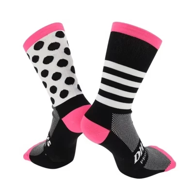 Cycling Athletic Socks Sweat-Absorbent Anti-Odor Anti-Friction Outdoor Nylon Neutral and Universal 1 Pair pink, black