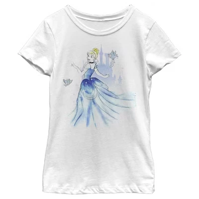 Футболка для девочек Cinderella Watercolor Dress, белая