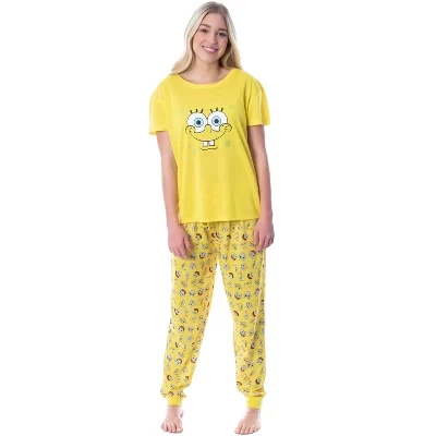 Пижамный комплект для бега трусцой Nickelodeon Womens' Faces из 2 частей Желтый, желтый