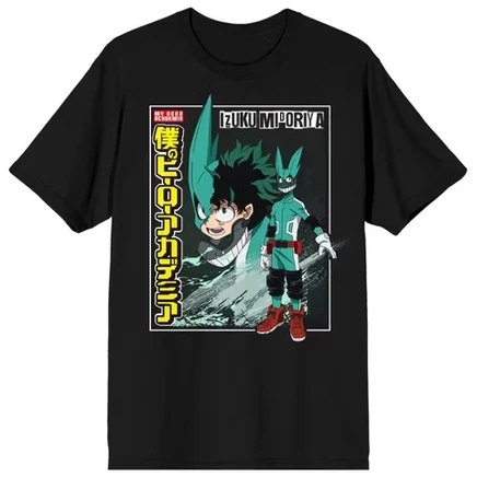Мужская футболка My Hero Academia Izuku Midoriya, черная