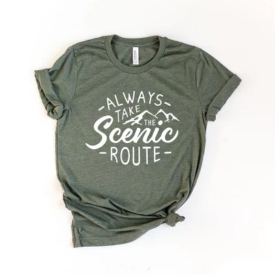 Женская футболка с коротким рукавом и графическим рисунком Take The Scenic Route Words для женщин