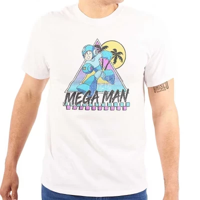 Футболка с изображением видеоигры Mega Man для летних каникул, мужская или женская лицензионная белая
