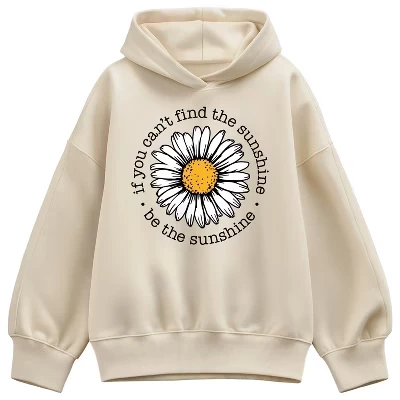 Женская толстовка с капюшоном из флиса оверсайз Be The Sunshine кремового цвета.