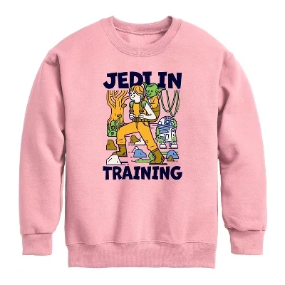 Jedi In Training Graphic Long Sleeve Fleece Sweatshirt mauve