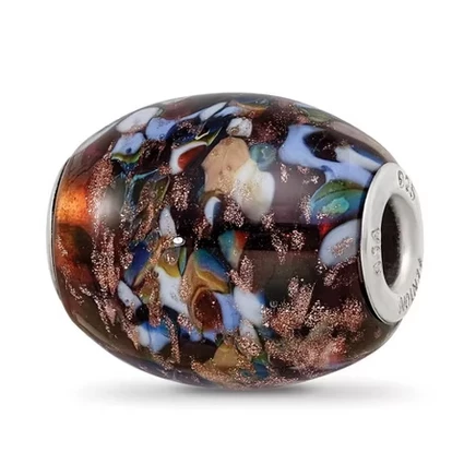 Бусина-шарм Black Bow Jewelry Fenton стеклянная с серебром, разноцветная