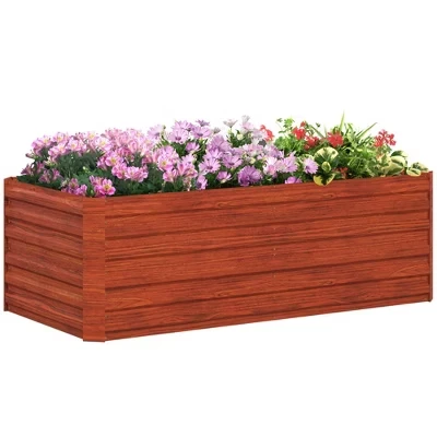 Грядка Outsunny 180×91×58 см, стальная, коричневая