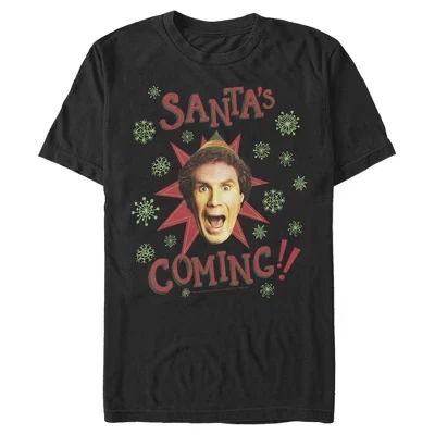 Мужская футболка Buddy Santa's Coming, черная