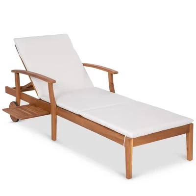 Шезлонг Best Choice Products, акация 201×66 см, кремовый