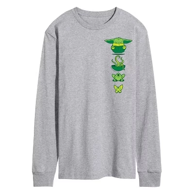 Мужская футболка с длинным рукавом и графическим рисунком The Mandalorian Grogu Icons athletic heather