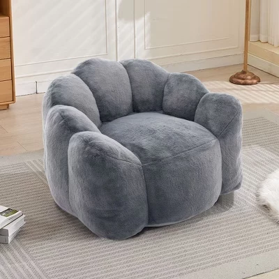 Современный расслабляющий негабаритный плюшевый диван-мешок Cloud Bean Bag с подлокотником, односпальный диван с глубоким сиденьем для гостиной, квартиры, комнаты для гостей серого цвета