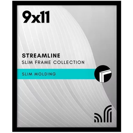 рамка для фотографий размером 9х11 см - Коллекция Streamline - Фоторамка с тонкими рамками для настольных и настенных дисплеев - Черная