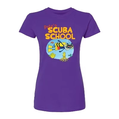 Женская приталенная футболка Pete's Scuba School с графическим рисунком фиолетового цвета