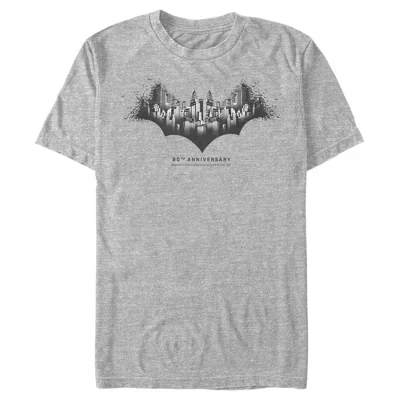Мужская футболка в форме летучей мыши Batman Gotham Skyline athletic heather
