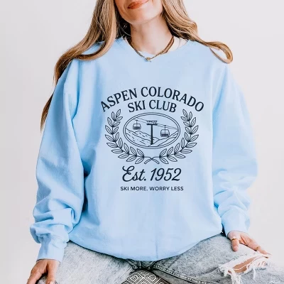 Горнолыжный клуб Aspen Colorado Ski Club Laurel Leaves - Женская легкая одежда, окрашенная в цвет гортензии