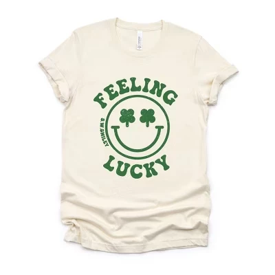 Кремовая футболка с коротким рукавом S.W.Smiley Feeling Lucky Smiley Face