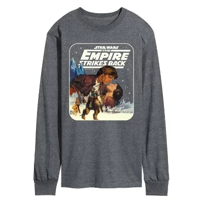 Мужская футболка с длинным рукавом Han Leia Empire наносит ответный удар с графическим рисунком heather charcoal
