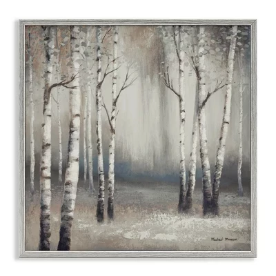 Туманный березовый лесной пейзаж в рамке Giclee Art