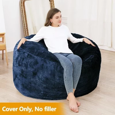 Сменный чехол Bean Bag для взрослых – Мягкий чехол, который можно стирать в машине, подходит для кресел для чтения и диванов для отдыха (наполнитель в комплект не входит) синий