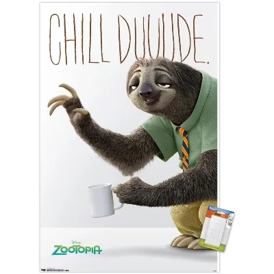 Disney Pixar Zootopia - Флэш-плакат на стену без рамки белого цвета
