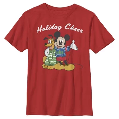 Футболка для мальчиков Mickey, рождественская, красная