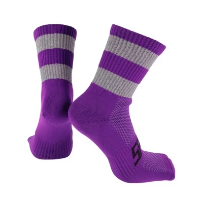 Cycling Athletic Socks Anti-friction Outdoor Matching Reflective 1 Pair purple,grey