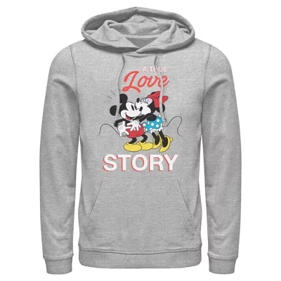 Мужское худи Mickey Mouse История любви, серый меланж
