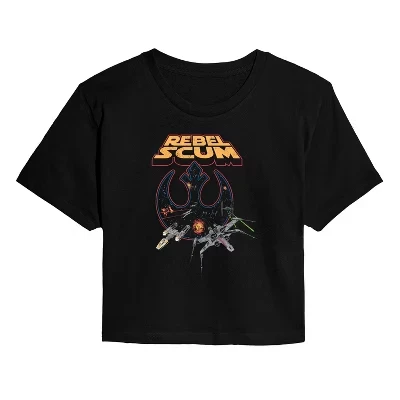 Women's -  - Rebel Scum Logo Cropped Graphic T-Shirt black