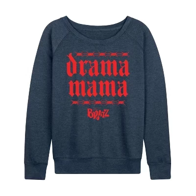 Женская легкая махровая рубашка Drama Mama с широким вырезом и длинным рукавом с графическим рисунком heather indigo