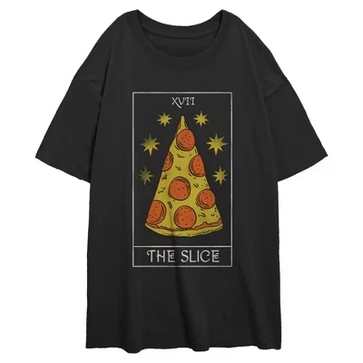 Футболка большого размера с картой Таро Junior's Lost Gods Pizza the Slice черного цвета
