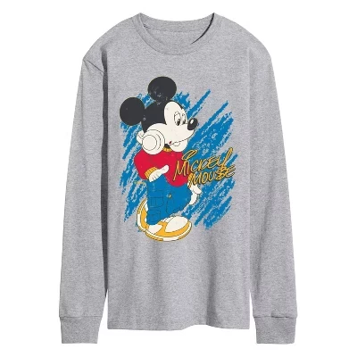 Мужской лонгслив Disney Mickey Pose, серый меланж