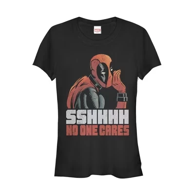 Женская футболка для юниоров Deadpool No One Cares черного цвета