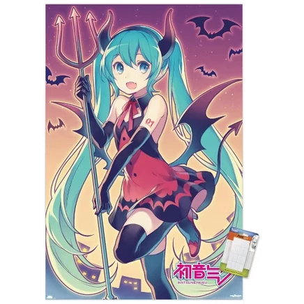 Постер Hatsune Miku «Bats», без рамки, с белыми матами