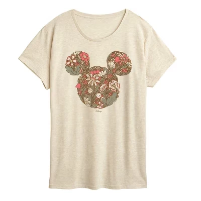 Женская футболка Disney Floral Mickey Ears, слоновая кость