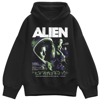 Женское худи Alien Bootleg оверсайз, черное