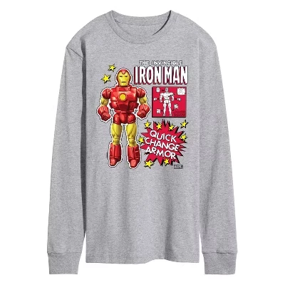 Men's -  - Iron Man Action Figure Long Sleeve Graphic T-Shirt athletic heather