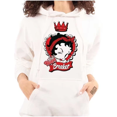 Симпатичная толстовка Betty Boop Miss Heart Breaker с капюшоном Женская лицензионная белая