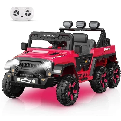 24V Kids Ride on Car с дистанционным управлением 2.4G | 6-колесный электромобиль с 4WD и 3 скоростями, игрушка на батарейках для малышей в возрасте 3-6 лет красного цвета