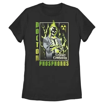 Женская футболка Creature Commandos с радиоактивным фосфором черного цвета