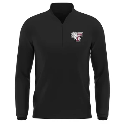 Мужской пуловер Fordham University Adult Active Sport на молнии 1/4 с логотипом слева на груди, черный