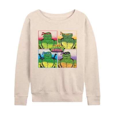 Women's -  - TMNT Group Lightweight French Terry Wide Neck Long Sleeve Graphic Shirt birch