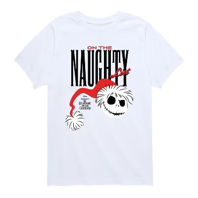 Футболка для мальчиков - Кошмар перед Рождеством - Naughty List Jack с коротким рукавом и рисунком, белая