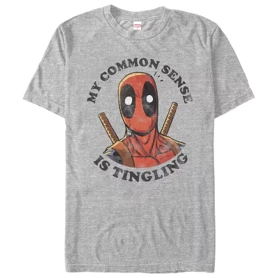 Мужская футболка Marvel Deadpool «Здравый смысл», серый меланж