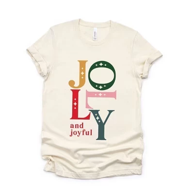 Женская футболка Jolly and Joyful с коротким рукавом и рисунком кремового цвета